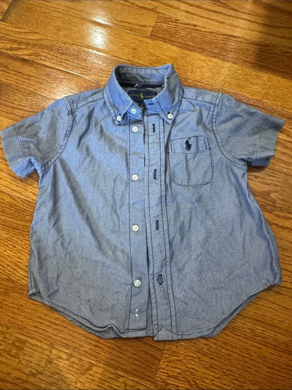 Ralph Lauren Light Blue Short-Sleeve Button-Down Shirt for Kids